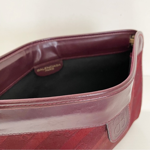 Balenciaga burgundy red butterfly BB logo monogram vintage clutch bag - Picture 6 of 11